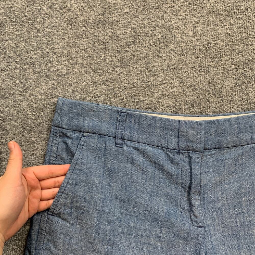 J Crew Shorts Women 8 Blue Classic Chambray Zip Fly Cotton Mid Rise Pocket Chino - Picture 4 of 12